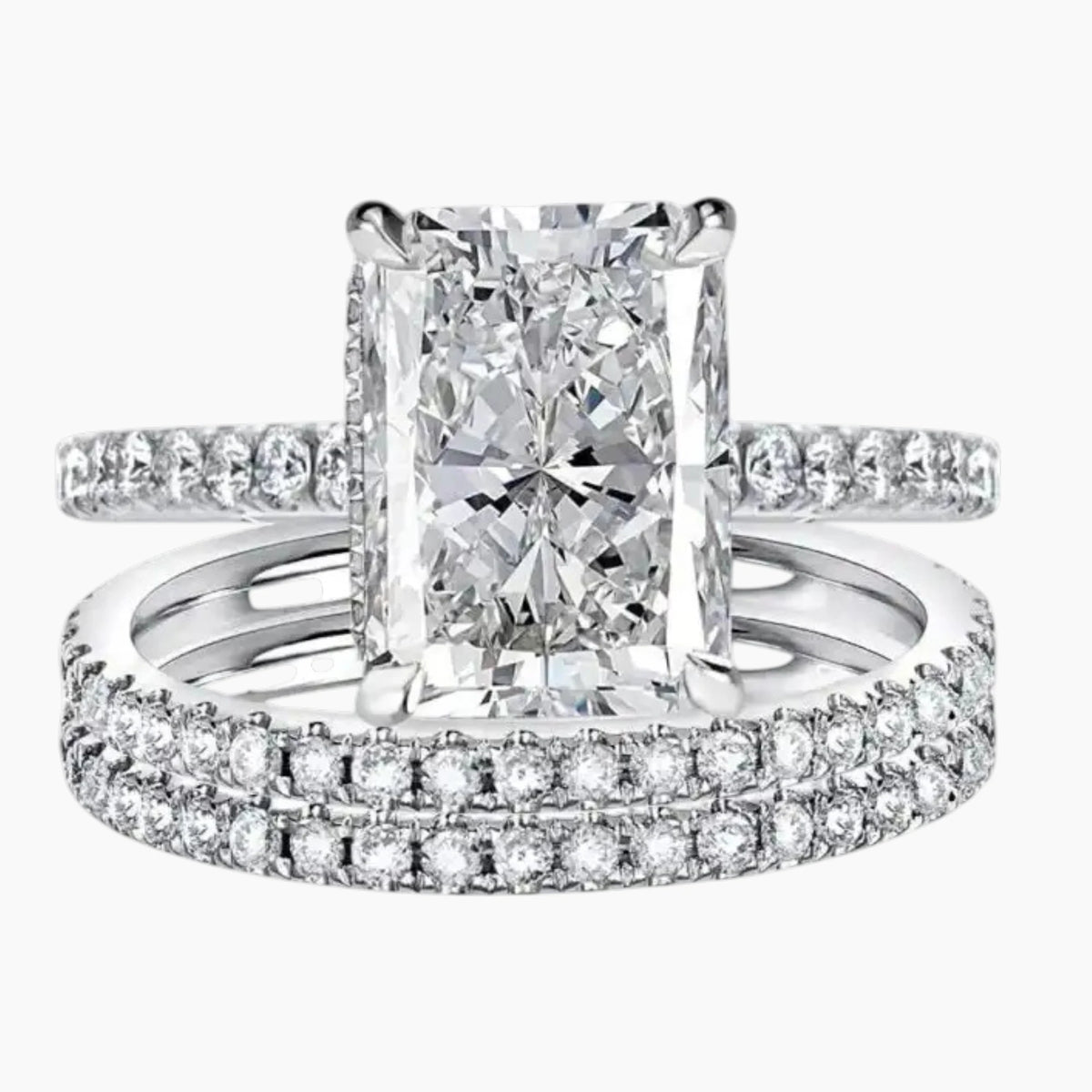 Ice Flower Cut Stack Moissanite Ring Set