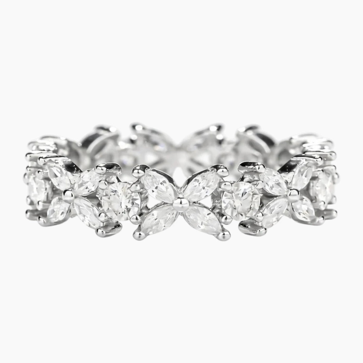 Eternity Moissanite Marquise Round Halo Wedding Band