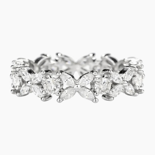 Eternity Moissanite Marquise Round Halo Wedding Band