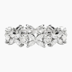 Eternity Moissanite Marquise Round Halo Wedding Band