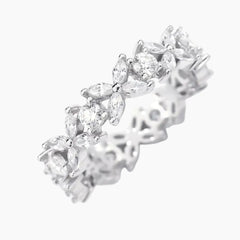 Eternity Moissanite Marquise Round Halo Wedding Band