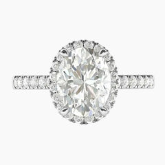 Classic Oval Halo Moissanite Engagement Ring with Pavé Band