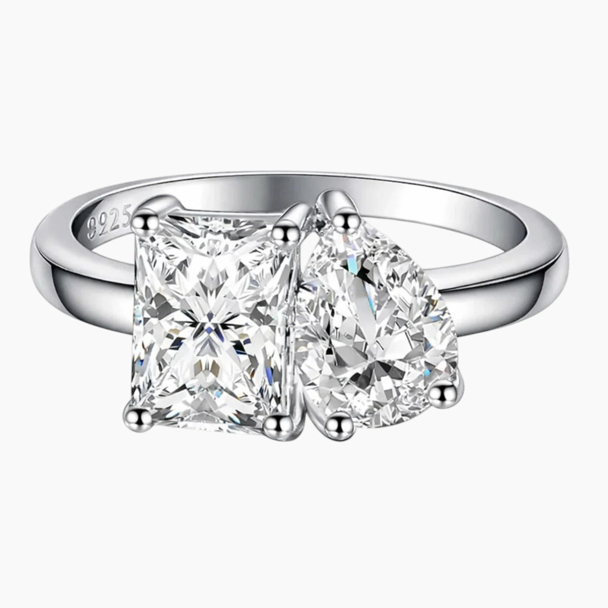 Pear & Radiant Cut Toi et Moi Moissanite  Ring