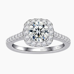Radiant Moissanite Halo Promise Ring  Bridal Band