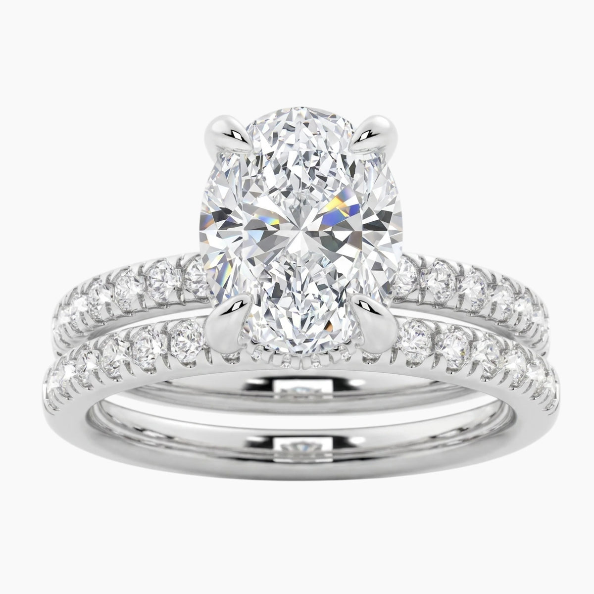 Oval Moissanite Stacking Ring Set