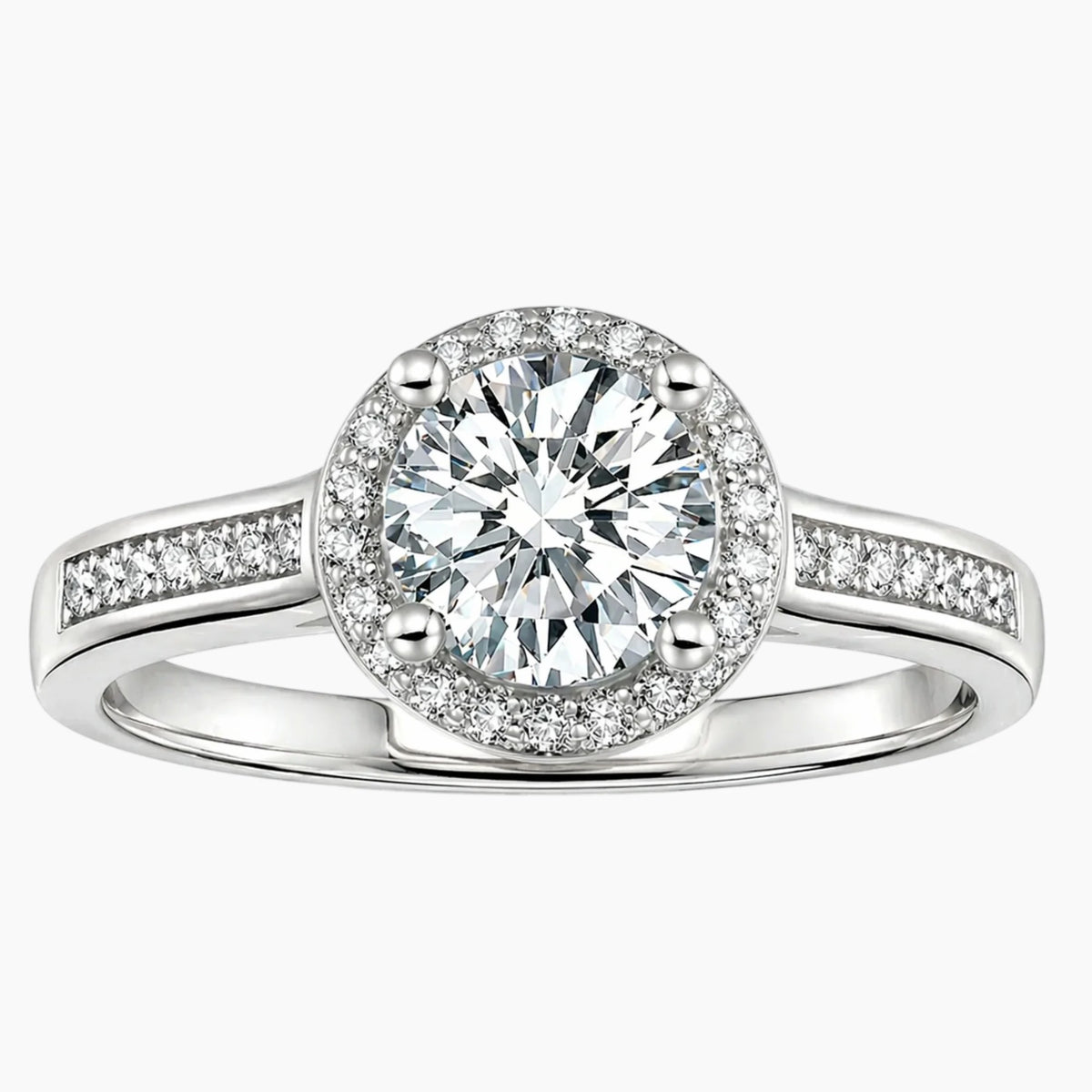 The Radiant Halo Round Moissanite Ring
