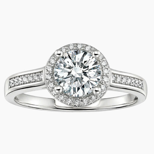 The Radiant Halo Round Moissanite Ring