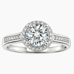 The Radiant Halo Round Moissanite Ring