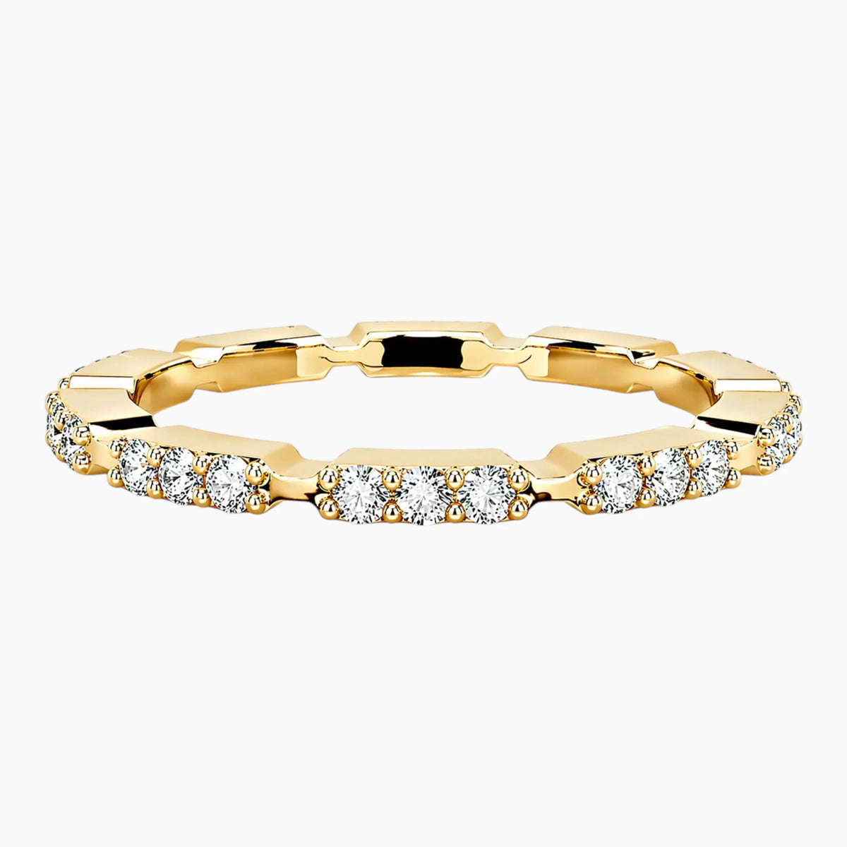Minimalist Hexagon Pavé Moissanite Ring