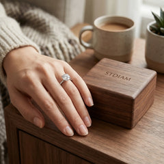 Brilliant Moissanite Solitaire Engagement Ring with Pavé Band