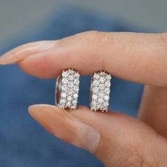 Three-row Moissanite Hoop Earrings