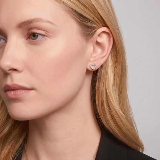 Amourelle Open Heart Moissanite Stud Earrings