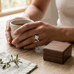 Opera Three Stone Oval Moissanite Ring