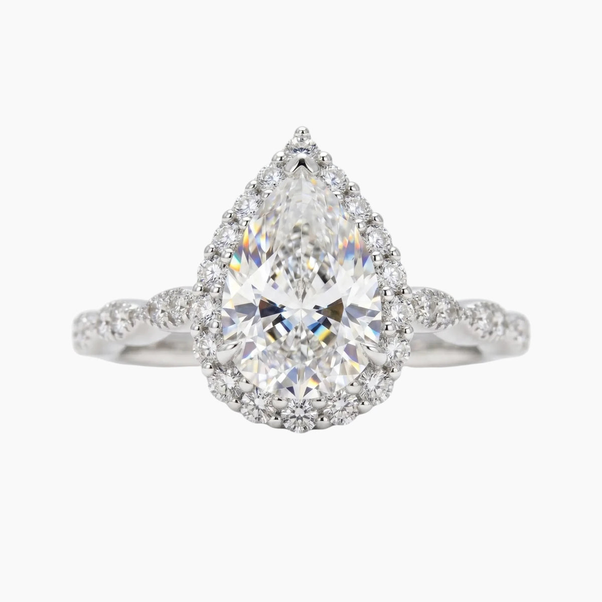 Luxurious Design Pear Cut Moissanite Ring