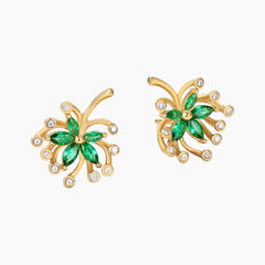 Green Flowers Moissanite Stud Earrings