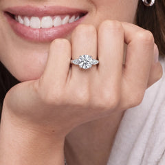 Vaelora 3 Carat Round Three-Stone Double Band Moissanite Ring