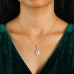 Majestic Pear Halo Brilliant Moissanite Necklace