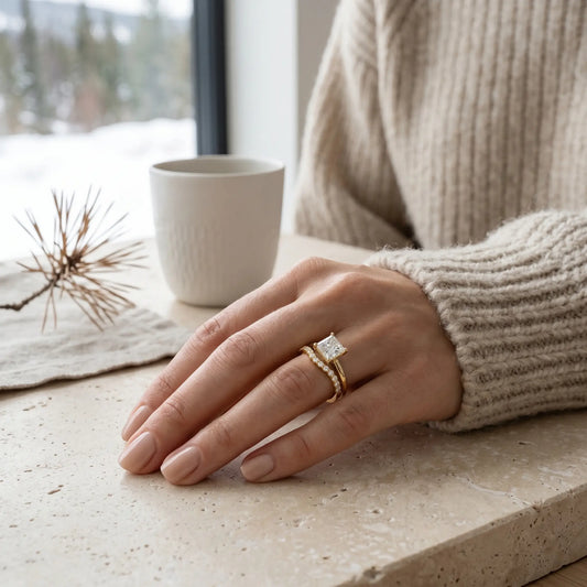 0.2ct Moissanite Curved Wedding Band