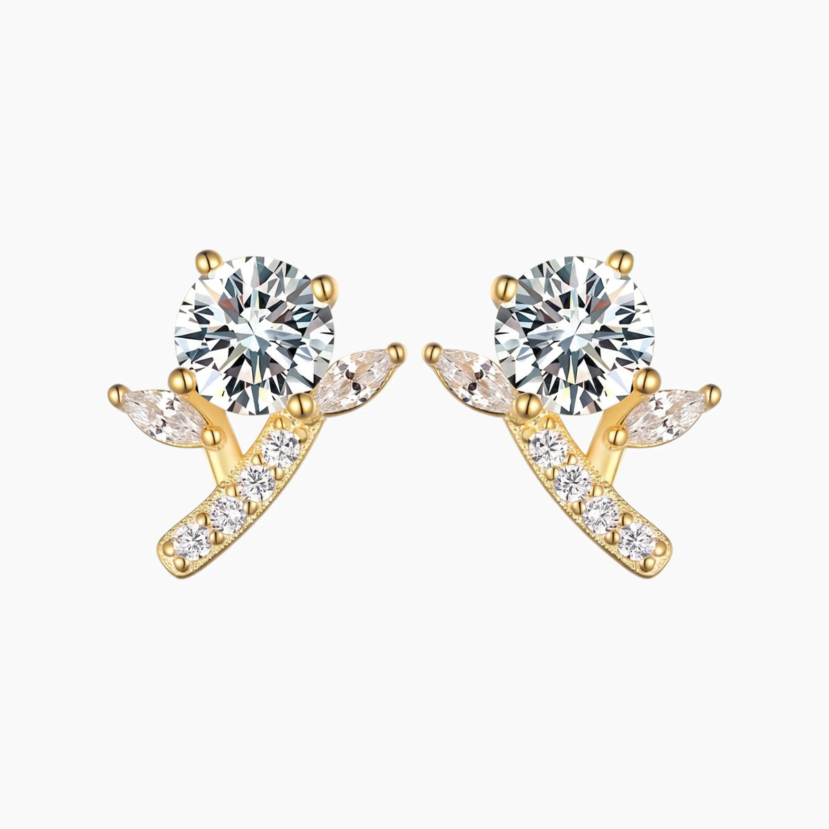 Branch-shaped Moissanite Stud Earrings