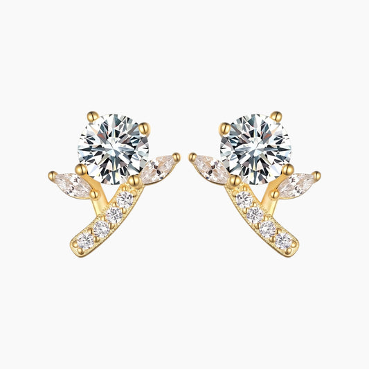 Branch-shaped Moissanite Stud Earrings