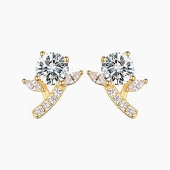 Branch-shaped Moissanite Stud Earrings