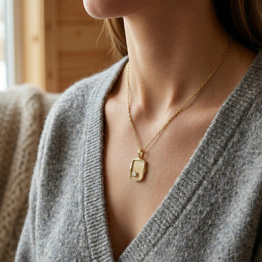 Aurelia Geometric Emerald Cut Moissanite Pendant Necklace