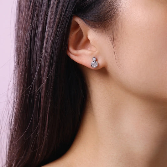Granule Double Moissanite Stud Earrings