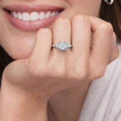 Unique Asscher Cut Moissanite Ring