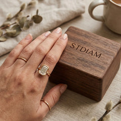 Half Bezel Emerald Moissanite Ring