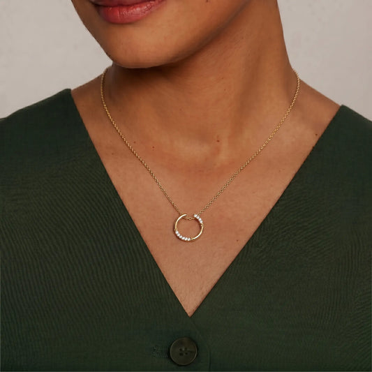 Dainty Moissanite Accented Orbit Pendant