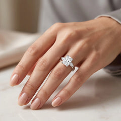 Vaelora 3 Carat Radiant Three-Stone Double Band Moissanite Ring