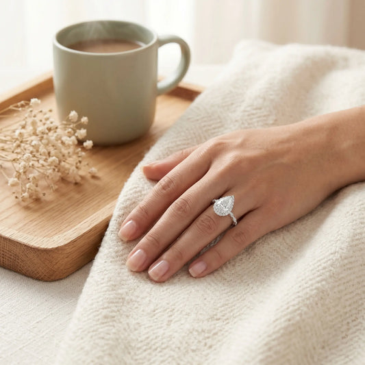 Luxurious Design Pear Cut Moissanite Ring