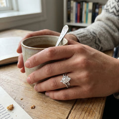 Ethereal Flora Vintage Pear Cut Moissanite Ring Set
