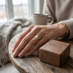Ethereal Flora Vintage Pear Cut Moissanite Ring Set