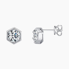 Hexagon Moissanite Stud Earrings
