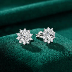 Sunflower Moissanite Stud Earrings