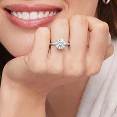 Solitaire Round Halo Moissanite Engagement Ring