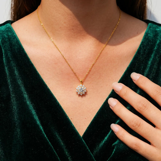 Eternal Halo Sunflower Moissanite Necklace