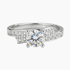 Crossover Design Round Cut Moissanite Ring