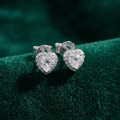 Heart-shaped Moissanite Stud Earrings