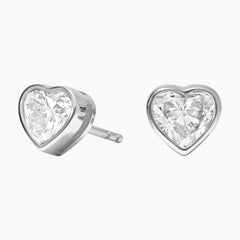Classic Bezel Set Heart Cut Brilliant Moissanite Stud Earrings