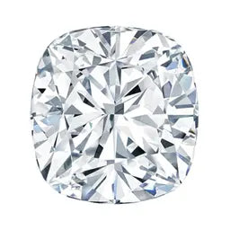 Loose cushion cut gemstone with diamond-like brilliance on white background