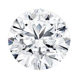 Loose round brilliant cut gemstone with clear facets on white background