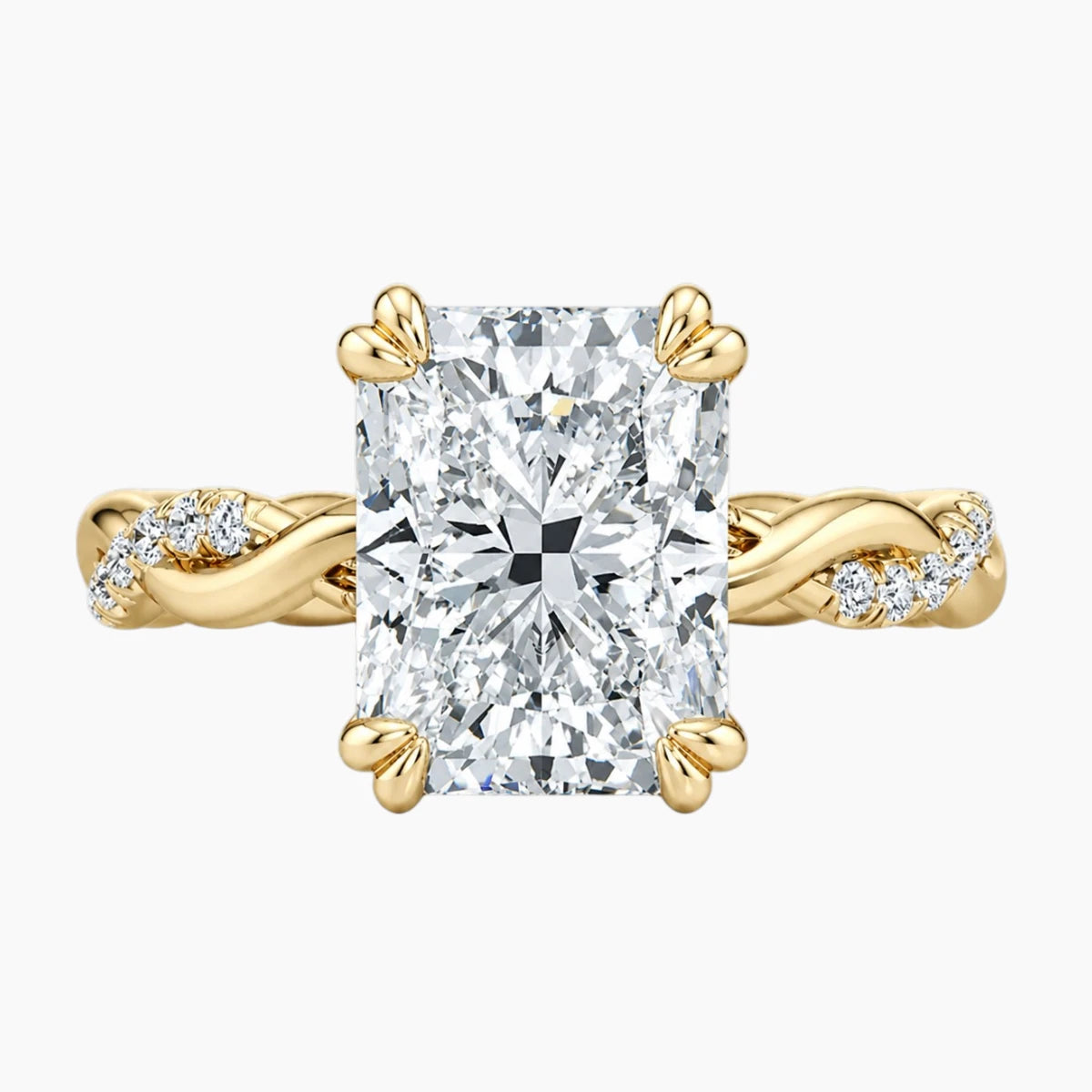 2ct Radiant Moissanite Twisted Vine Ring