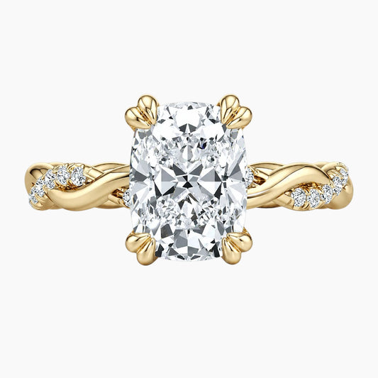2ct Kissen Moissanit Verdrehter Rankenring - 18K Vergoldetes Silber