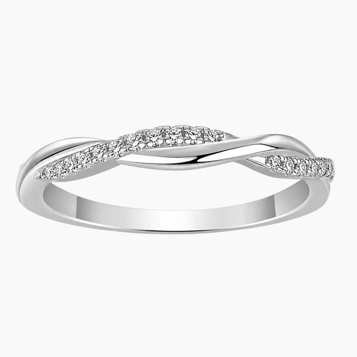 Fine Twist Half Eternity Stacking Ring