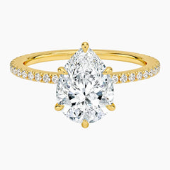 Amelie Half Coverage Pear Halo Moissanite Ring