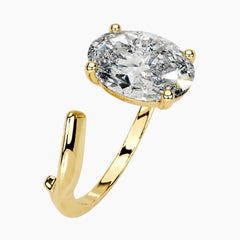 Aura 2ct Oval Moissanite Open Bypass Ring in 18K Gold