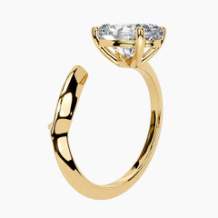 Aura 2ct Oval Moissanite Open Bypass Ring in 18K Gold