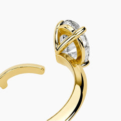 Aura 2ct Oval Moissanite Open Bypass Ring in 18K Gold